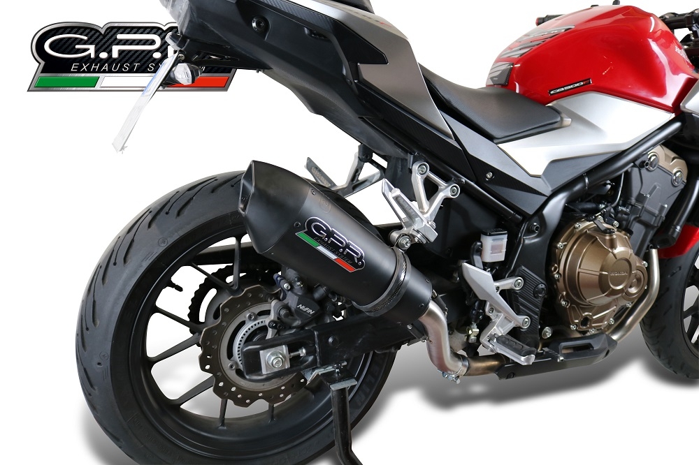 GPR exhaust compatible with  Honda Cb 500 X 2019-2024, GP Evo4 Black Titanium, Homologated legal slip-on exhaust including removable db killer and link pipe 