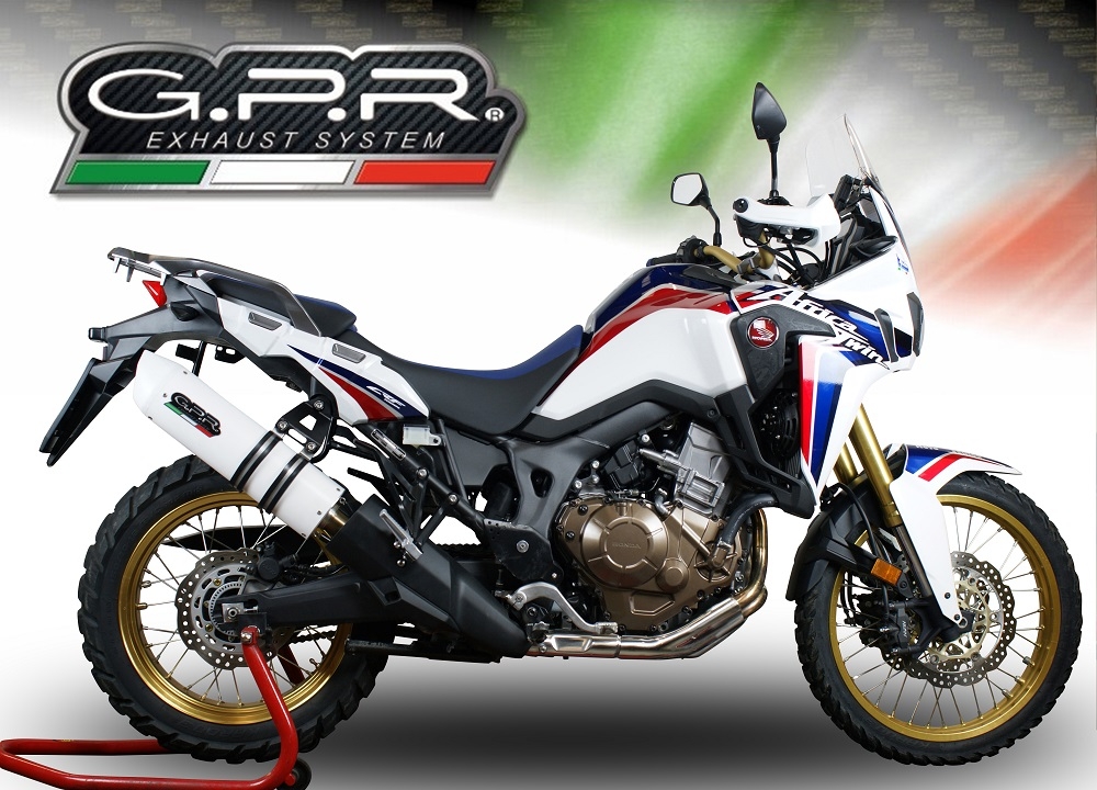 GPR exhaust compatible with  Honda Crf 1000 L Africa Twin 2015-2017, Albus Ceramic, Homologated legal slip-on exhaust including removable db killer and link pipe 