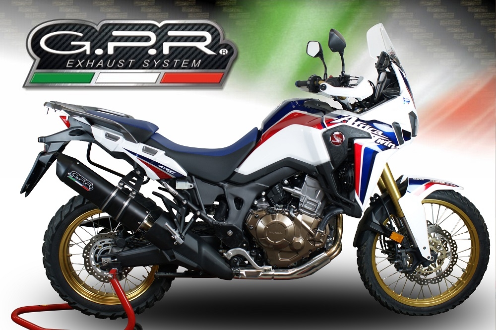 GPR exhaust compatible with  Honda Crf 1000 L Africa Twin 2018-2020, Furore Evo4 Nero, Homologated legal slip-on exhaust including removable db killer and link pipe 