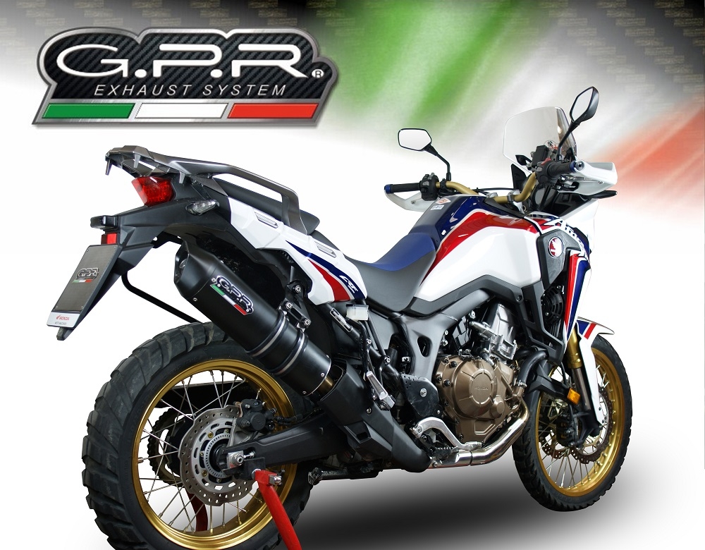 GPR exhaust compatible with  Honda Crf 1000 L Africa Twin 2018-2020, Furore Evo4 Nero, Homologated legal slip-on exhaust including removable db killer and link pipe 