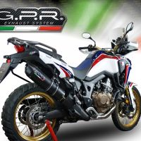 GPR exhaust compatible with  Honda Crf 1000 L Africa Twin 2018-2020, Furore Evo4 Nero, Homologated legal slip-on exhaust including removable db killer and link pipe 