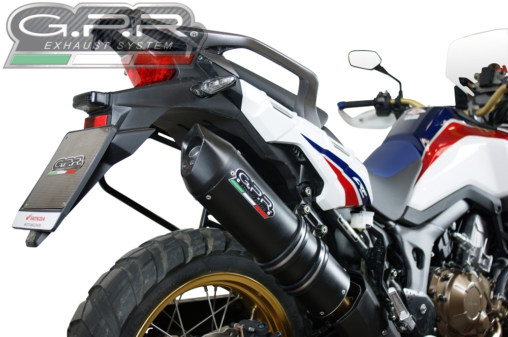 GPR exhaust compatible with  Honda Crf 1000 L Africa Twin 2015-2017, Furore Nero, Homologated legal slip-on exhaust including removable db killer and link pipe 