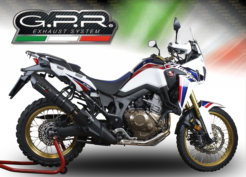 GPR exhaust compatible with  Honda Crf 1000 L Africa Twin 2018-2020, GP Evo4 Black Titanium, Homologated legal slip-on exhaust including removable db killer and link pipe 