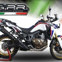 GPR exhaust compatible with  Honda Crf 1000 L Africa Twin 2018-2020, GP Evo4 Black Titanium, Homologated legal slip-on exhaust including removable db killer and link pipe 