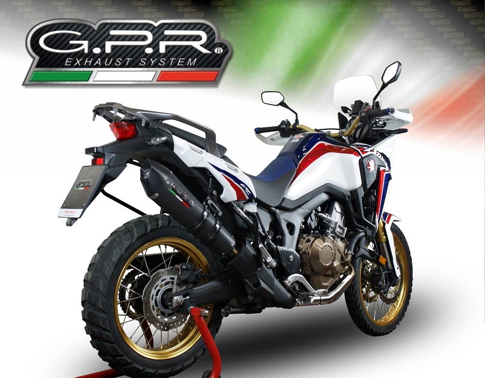 GPR exhaust compatible with  Honda Crf 1000 L Africa Twin 2018-2020, GP Evo4 Black Titanium, Homologated legal slip-on exhaust including removable db killer and link pipe 