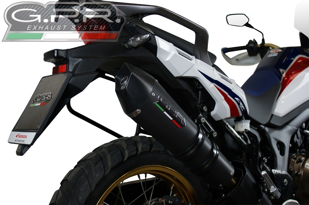 GPR exhaust compatible with  Honda Crf 1000 L Africa Twin 2015-2017, Gpe Ann. Black titanium, Homologated legal slip-on exhaust including removable db killer and link pipe 