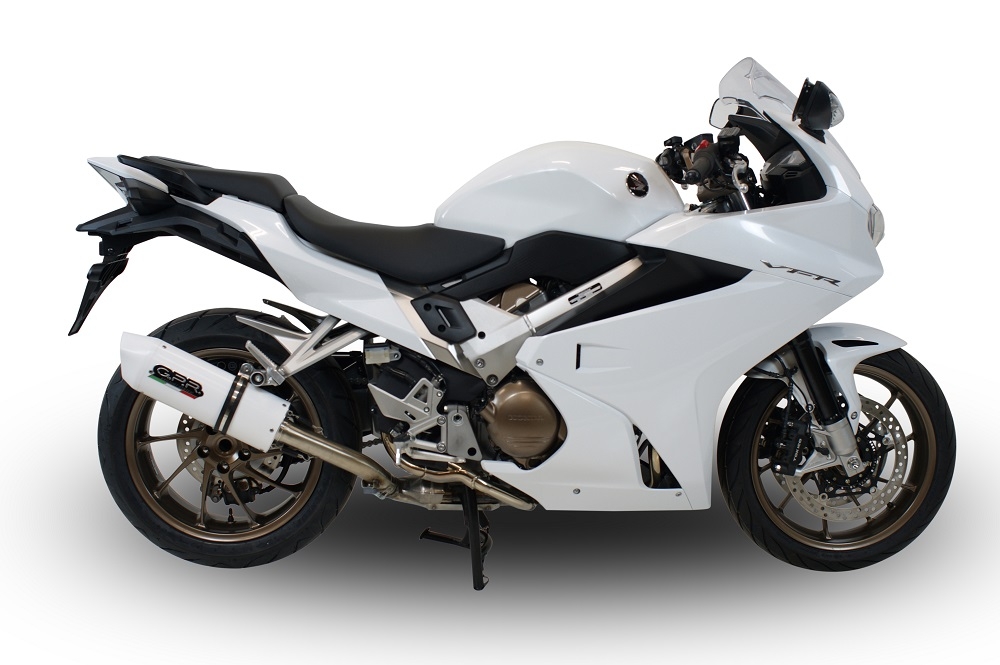 GPR exhaust compatible with  Honda Vfr 800 F 2014-2016, Albus Ceramic, Homologated legal slip-on exhaust including removable db killer and link pipe 