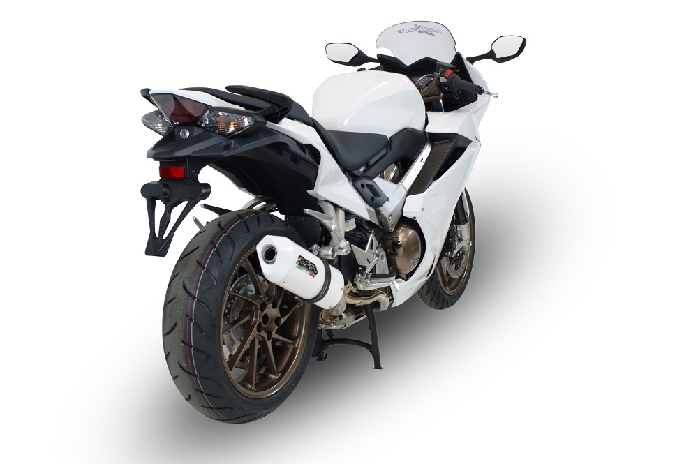 GPR exhaust compatible with  Honda Vfr 800 F 2014-2016, Albus Ceramic, Homologated legal slip-on exhaust including removable db killer and link pipe 