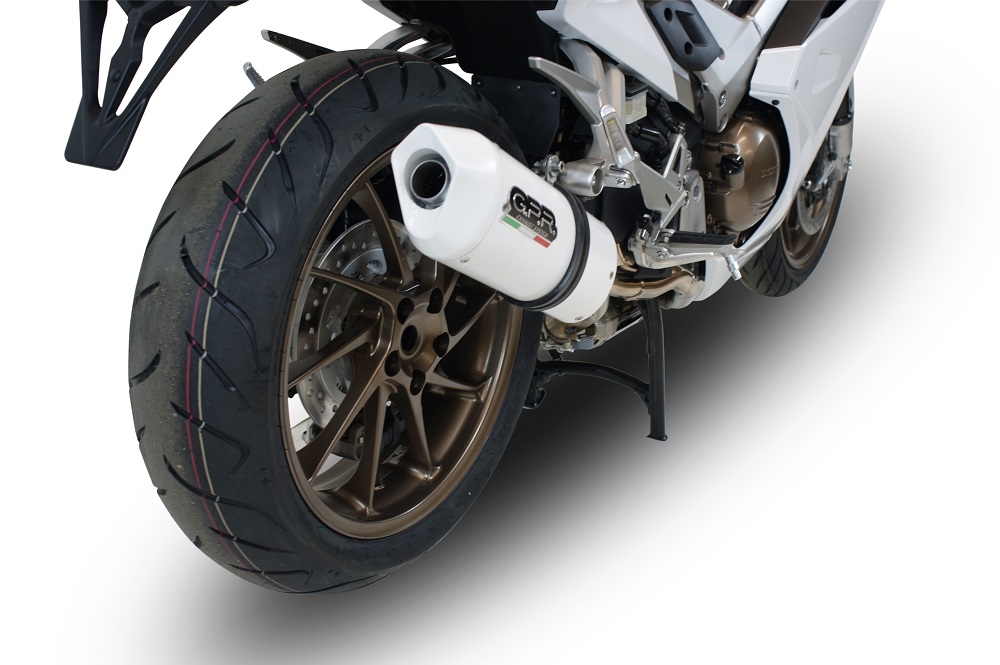 GPR exhaust compatible with  Honda Vfr 800 F 2014-2016, Albus Ceramic, Homologated legal slip-on exhaust including removable db killer and link pipe 