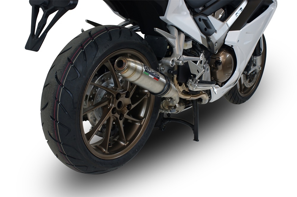 GPR exhaust compatible with  Honda Vfr 800 F 2014-2016, Deeptone Inox, Homologated legal slip-on exhaust including removable db killer and link pipe 