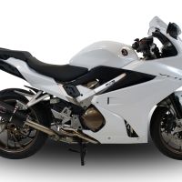 GPR exhaust compatible with  Honda Vfr 800 F 2014-2016, Furore Nero, Homologated legal slip-on exhaust including removable db killer and link pipe 