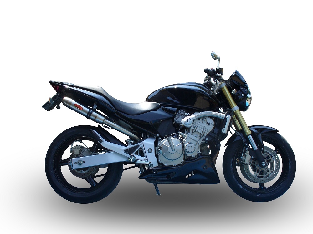 GPR exhaust compatible with  Honda Hornet Cb 600 F 2003-2006, Deeptone Inox, Homologated legal slip-on exhaust including removable db killer and link pipe 