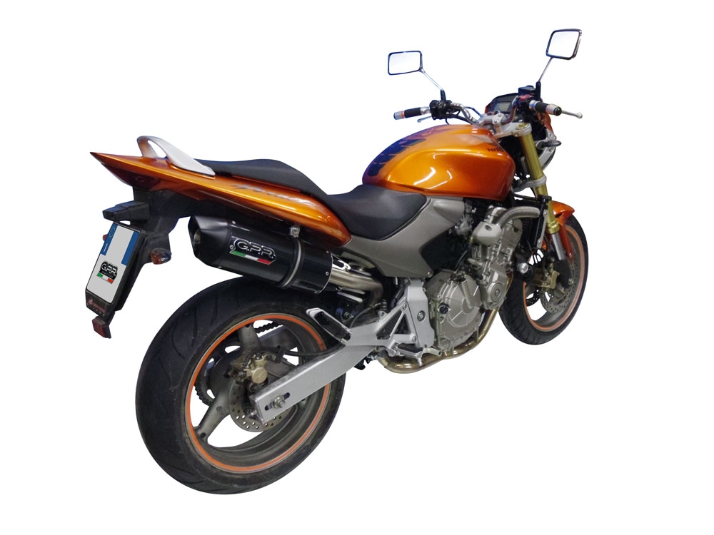 GPR exhaust compatible with  Honda Hornet Cb 600 F 1998-2002, Furore Nero, Homologated legal slip-on exhaust including removable db killer and link pipe 