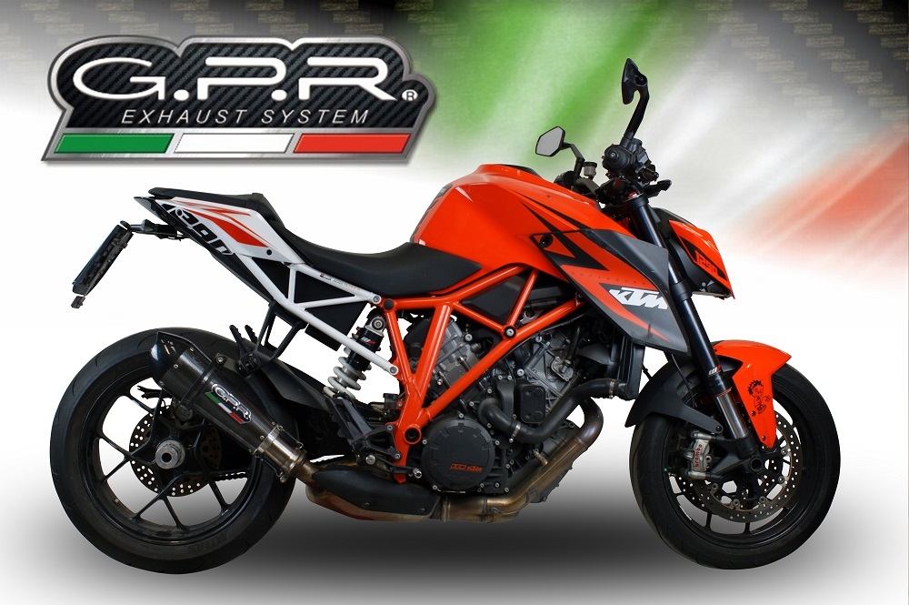 GPR exhaust compatible with  Ktm Super Duke 1290 R  2017-2019, GP Evo4 Poppy, Homologated legal slip-on exhaust including removable db killer and link pipe 