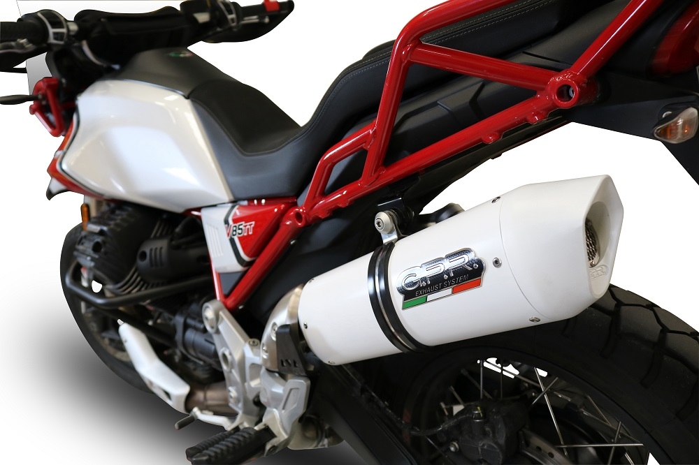 GPR exhaust compatible with  Moto Guzzi V85 TT 2021-2023, Albus Evo4, Homologated legal slip-on exhaust including removable db killer and link pipe 