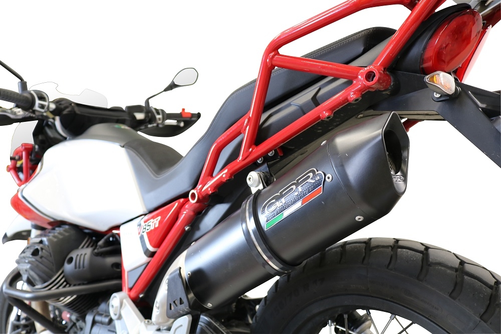 GPR exhaust compatible with  Moto Guzzi V85 TT 2019-2020, Furore Evo4 Nero, Homologated legal slip-on exhaust including removable db killer and link pipe 