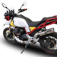 GPR exhaust compatible with  Moto Guzzi V85 TT 2019-2020, M3 Titanium Natural, Homologated legal slip-on exhaust including removable db killer and link pipe 