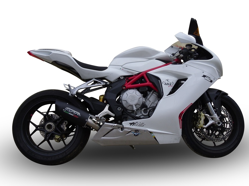 GPR exhaust compatible with  Mv Agusta Brutale 675 2012-2015, Furore Nero, Homologated legal slip-on exhaust including removable db killer and link pipe 