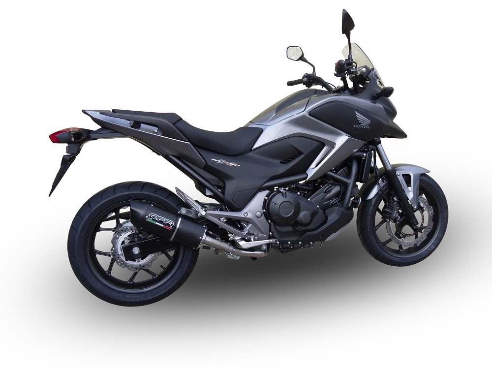 GPR exhaust compatible with  Honda Nc 700 X - S Dct  2012-2018, Furore Nero, Homologated legal slip-on exhaust including removable db killer and link pipe 