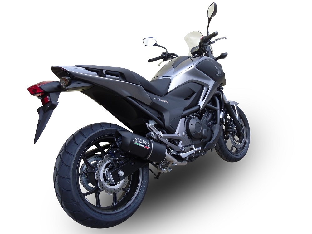 GPR exhaust compatible with  Honda Nc 700 X - S Dct  2012-2018, Furore Nero, Homologated legal slip-on exhaust including removable db killer and link pipe 