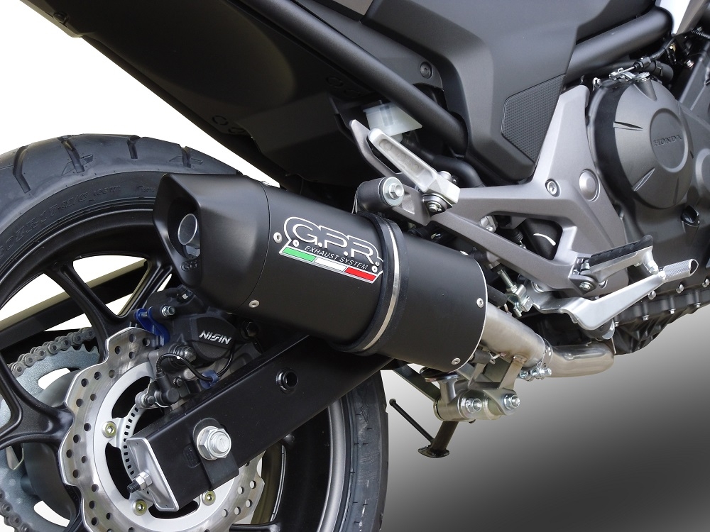 GPR exhaust compatible with  Honda Integra 750 2014-2015, Furore Nero, Homologated legal slip-on exhaust including removable db killer and link pipe 