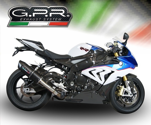 GPR exhaust compatible with  Bmw S 1000 RR -M  2015-2016, Furore Nero, Homologated legal slip-on exhaust including removable db killer and link pipe 