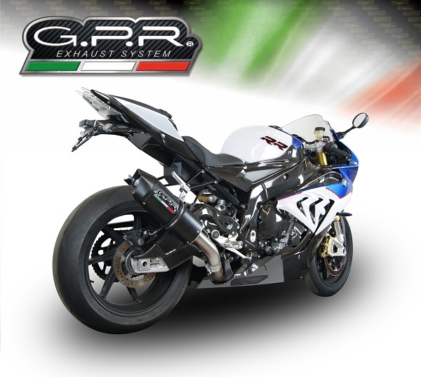 GPR exhaust compatible with  Bmw S 1000 RR -M  2015-2016, Furore Nero, Homologated legal slip-on exhaust including removable db killer and link pipe 