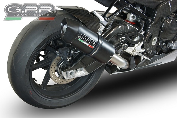 GPR exhaust compatible with  Bmw S 1000 RR -M  2015-2016, Furore Nero, Homologated legal slip-on exhaust including removable db killer and link pipe 