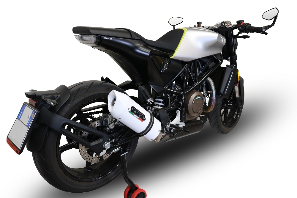 GPR exhaust compatible with  Husqvarna Svartpilen 701 2018-2020, Albus Evo4, Homologated legal slip-on exhaust including removable db killer and link pipe 