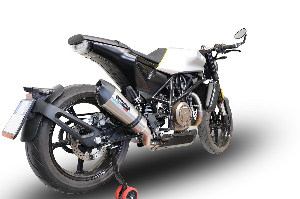 GPR exhaust compatible with  Husqvarna Svartpilen 701 2018-2020, GP Evo4 Titanium, Homologated legal slip-on exhaust including removable db killer and link pipe 