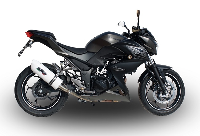 GPR exhaust compatible with  Kawasaki Z 300 2014-2017, Albus Ceramic, Homologated legal slip-on exhaust including removable db killer and link pipe 