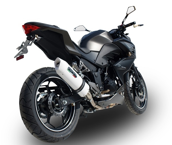 GPR exhaust compatible with  Kawasaki Z 300 2014-2017, Albus Ceramic, Homologated legal slip-on exhaust including removable db killer and link pipe 