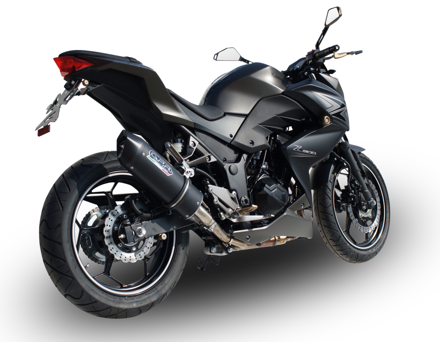 GPR exhaust compatible with  Kawasaki Z 300 2014-2017, Furore Nero, Homologated legal slip-on exhaust including removable db killer and link pipe 