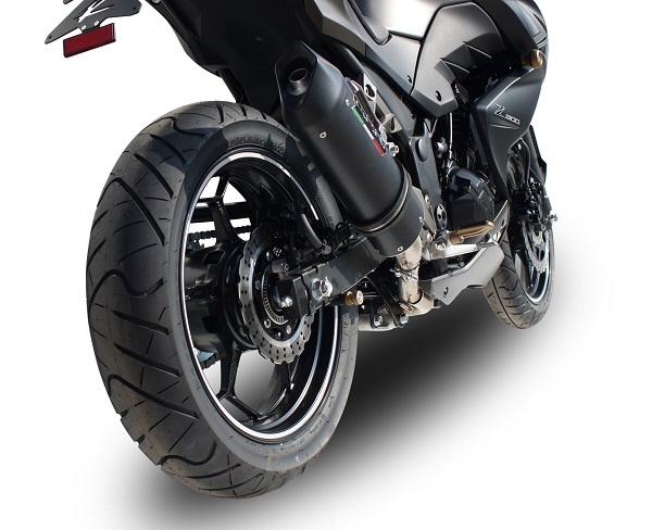 GPR exhaust compatible with  Kawasaki Z 300 2014-2017, Furore Nero, Homologated legal slip-on exhaust including removable db killer and link pipe 