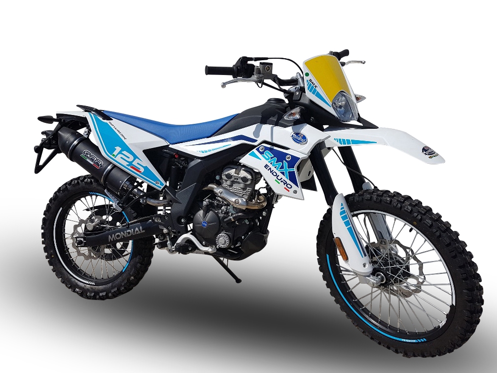 GPR exhaust compatible with  F.B. Mondial Smx 125 Enduro 2018-2020, Furore Evo4 Poppy, Homologated legal slip-on exhaust including removable db killer, link pipe and catalyst 