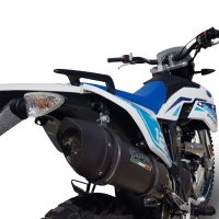 GPR exhaust compatible with  F.B. Mondial Smx 125 Enduro 2021-2023, Furore Nero, Slip-on exhaust legal for UK and non-EU markets including link pipe and removable db killer 