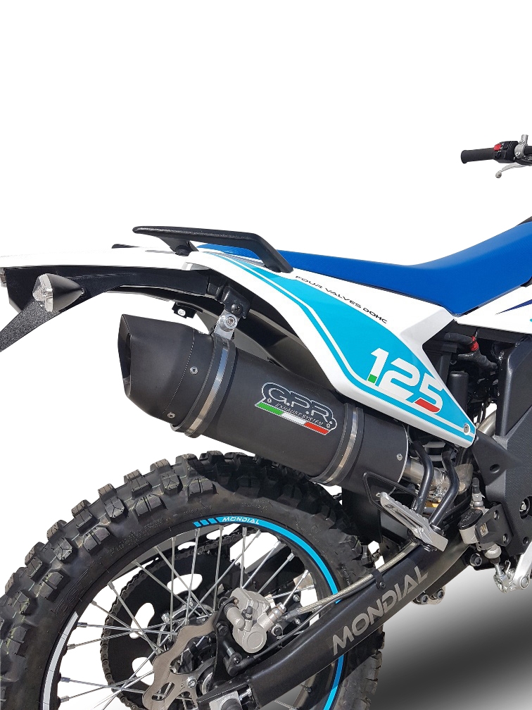 GPR exhaust compatible with  Malaguti Xtm 125 Enduro 2021-2023, Furore Evo4 Nero, Homologated legal slip-on exhaust including removable db killer, link pipe and catalyst 