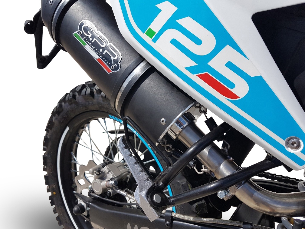 GPR exhaust compatible with  Malaguti Xtm 125 Enduro 2021-2023, Furore Evo4 Nero, Homologated legal slip-on exhaust including removable db killer, link pipe and catalyst 