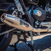 GPR exhaust compatible with  Triumph Street Twin 900 2020-2021, Deeptone Inox, Dual Homologated legal slip-on exhaust including removable db killers and link pipes 