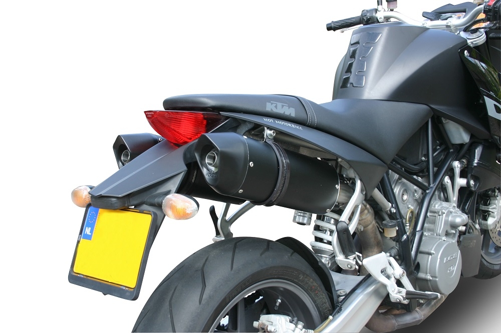 GPR exhaust compatible with  Ktm Superduke 990 - R ( LC8) 2004-2012, Furore Nero, Dual Homologated legal slip-on exhaust including removable db killers, link pipes and catalysts 