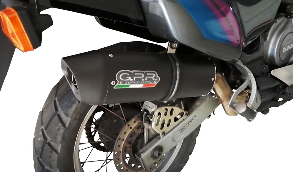 GPR exhaust compatible with  Yamaha Xtz 750 Supertenere 1989-1997, Furore Nero, Homologated legal slip-on exhaust including removable db killer and link pipe 