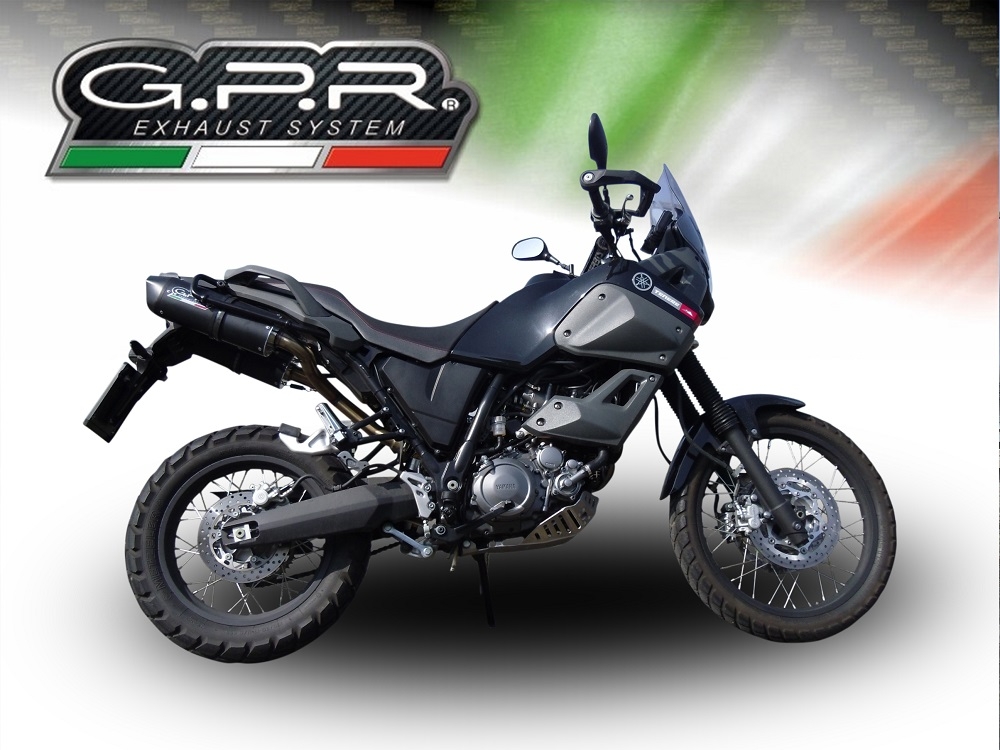 GPR exhaust compatible with  Yamaha Xt 660 Z Teneré 2008-2016, Furore Nero, Dual Homologated legal slip-on exhaust including removable db killers and link pipes 