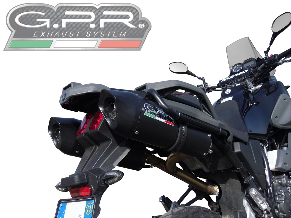 GPR exhaust compatible with  Yamaha Xt 660 Z Teneré 2008-2016, Furore Nero, Dual Homologated legal slip-on exhaust including removable db killers and link pipes 