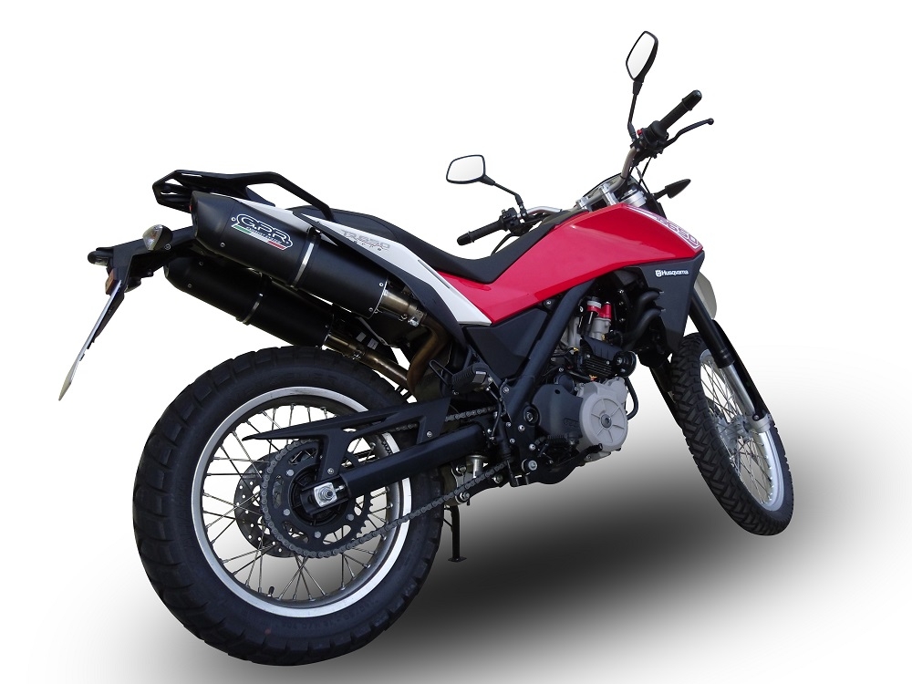 GPR exhaust compatible with  Husqvarna TERRA - STRADA TR 650  2013-2015, Furore Nero, Dual Homologated legal slip-on exhaust including removable db killers and link pipes 