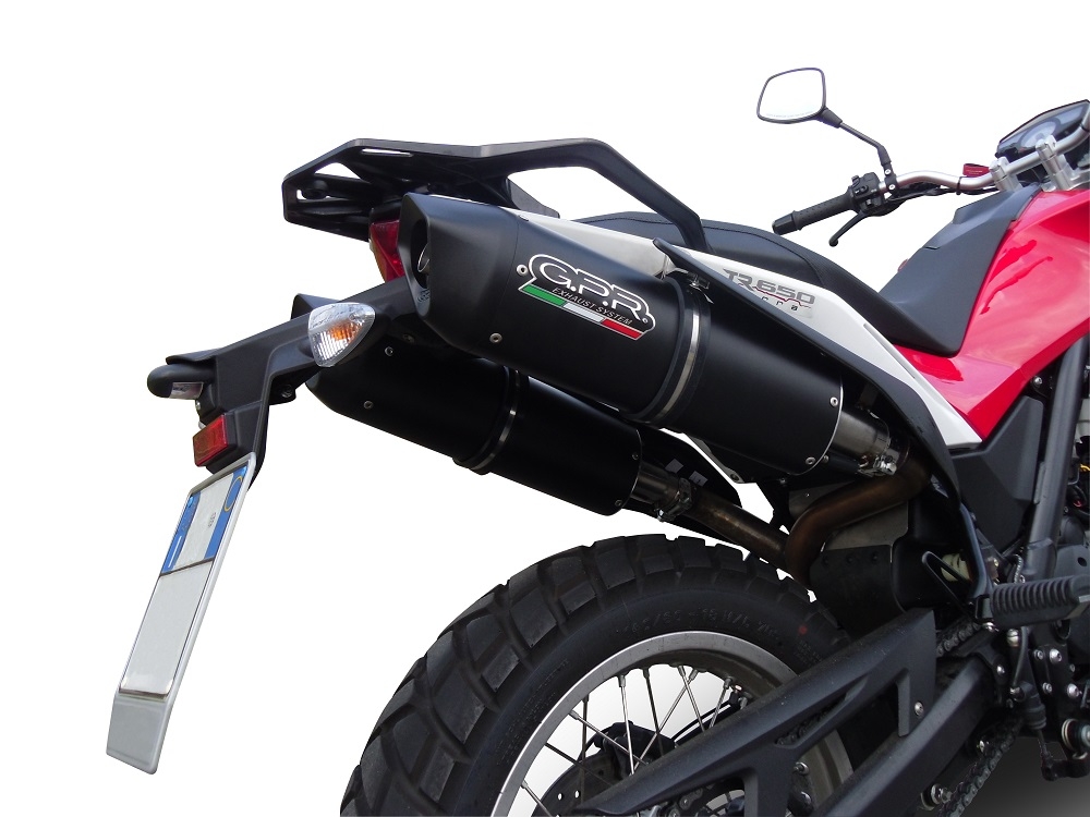 GPR exhaust compatible with  Husqvarna TERRA - STRADA TR 650  2013-2015, Furore Nero, Dual Homologated legal slip-on exhaust including removable db killers and link pipes 