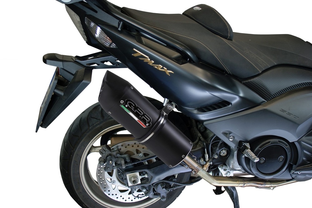 GPR exhaust compatible with  Yamaha T-Max 500 2001-2011, Furore Nero, Homologated legal full system exhaust, including removable db killer and catalyst 