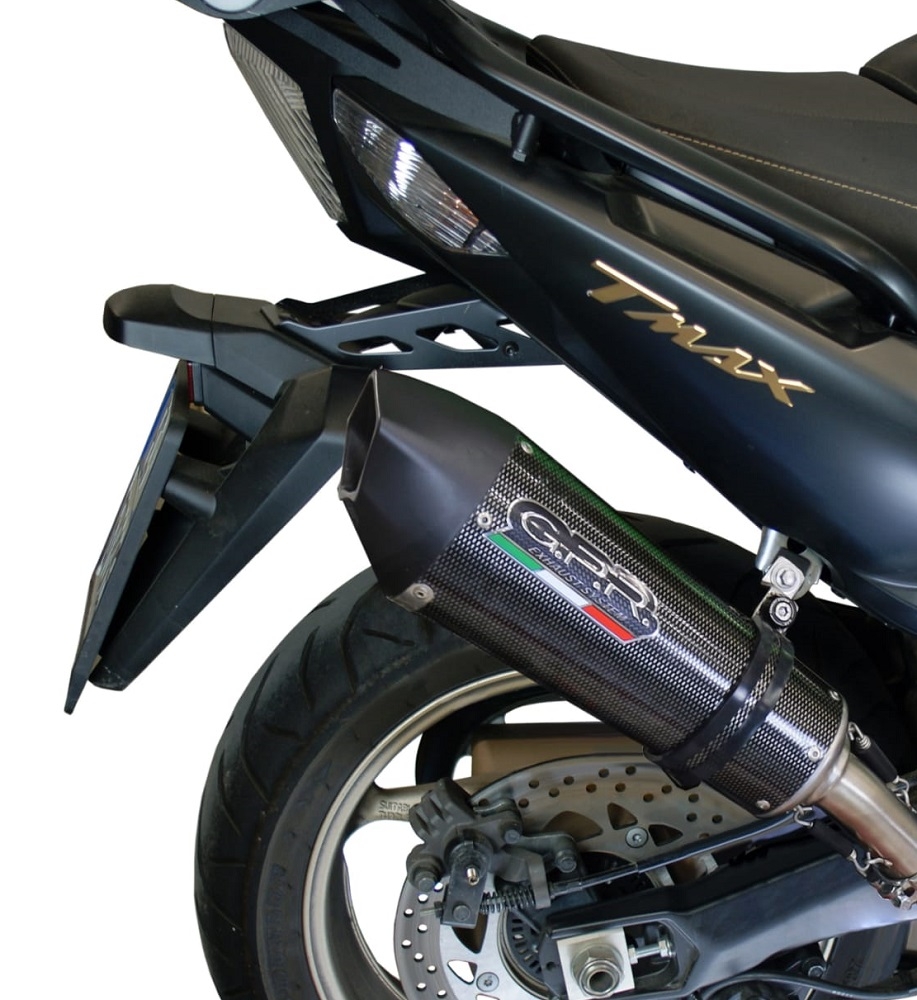 GPR exhaust compatible with  Yamaha T-Max 500 2001-2011, Gpe Ann. Poppy, Homologated legal full system exhaust, including removable db killer 