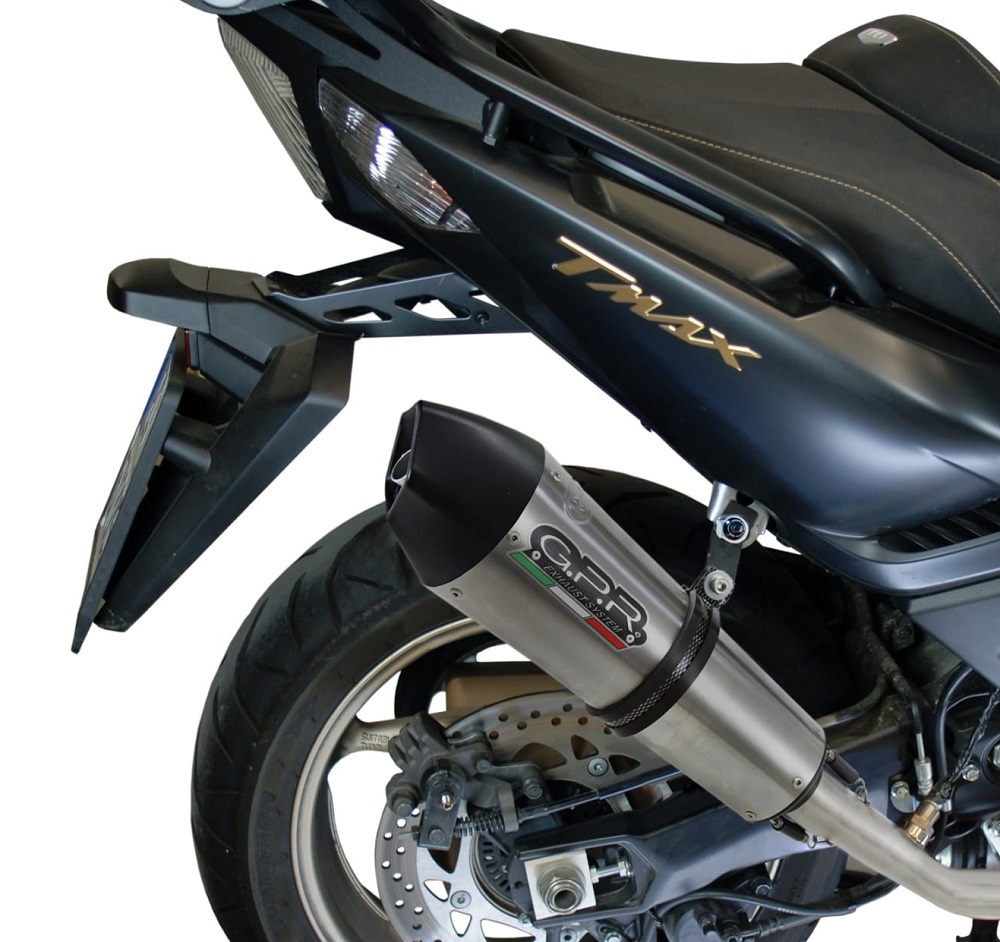 GPR exhaust compatible with  Yamaha T-Max 500 2001-2011, Gpe Ann. titanium, Homologated legal full system exhaust, including removable db killer and catalyst 