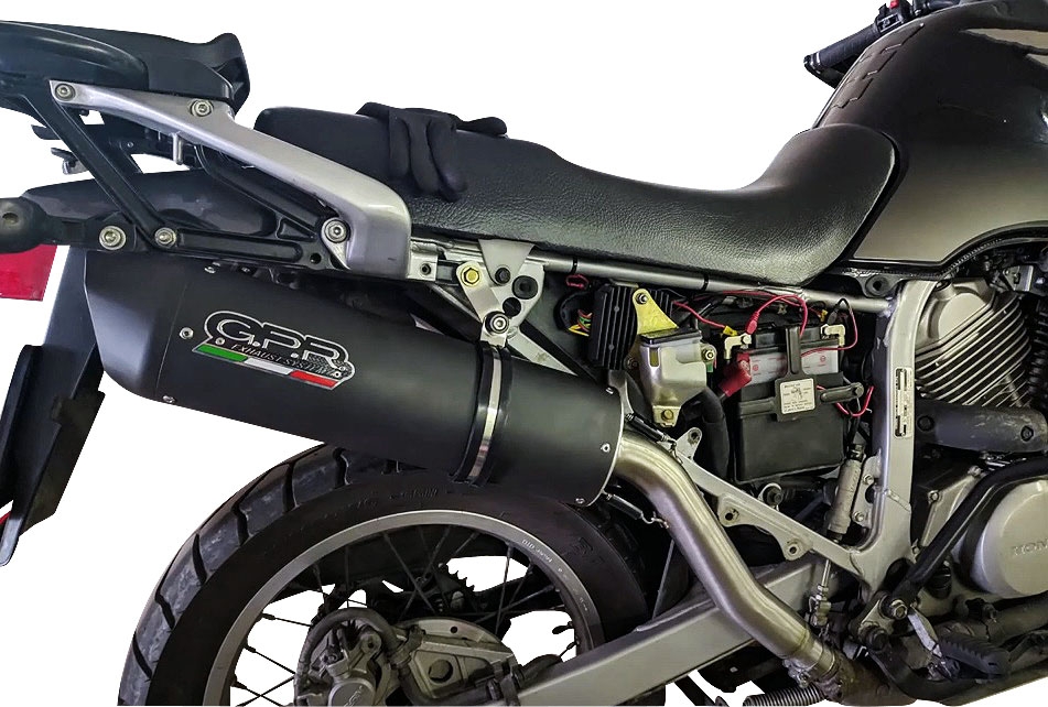 GPR exhaust compatible with  Honda Transalp Xl 600 V 1996-1999, Furore Nero, Homologated legal slip-on exhaust including removable db killer and link pipe 