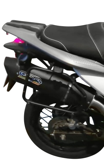 GPR exhaust compatible with  Honda Transalp Xl 700 V 2007-2014, Furore Nero, Homologated legal slip-on exhaust including removable db killer and link pipe 